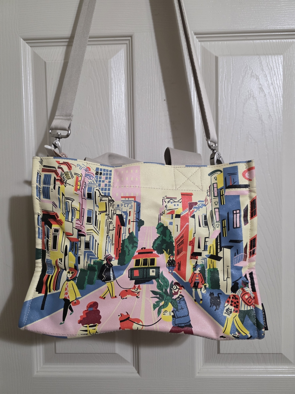 Chalo & Co. San Francisco  Canvas Tote - Cream Multicolor